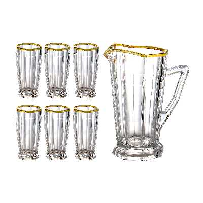 سرویس پارچ و لیوان هفت پارچه مجستیک مدل لب طلا