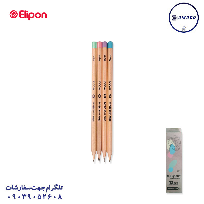 مداد مشکی وودی جعبه 12 عددی الیپون