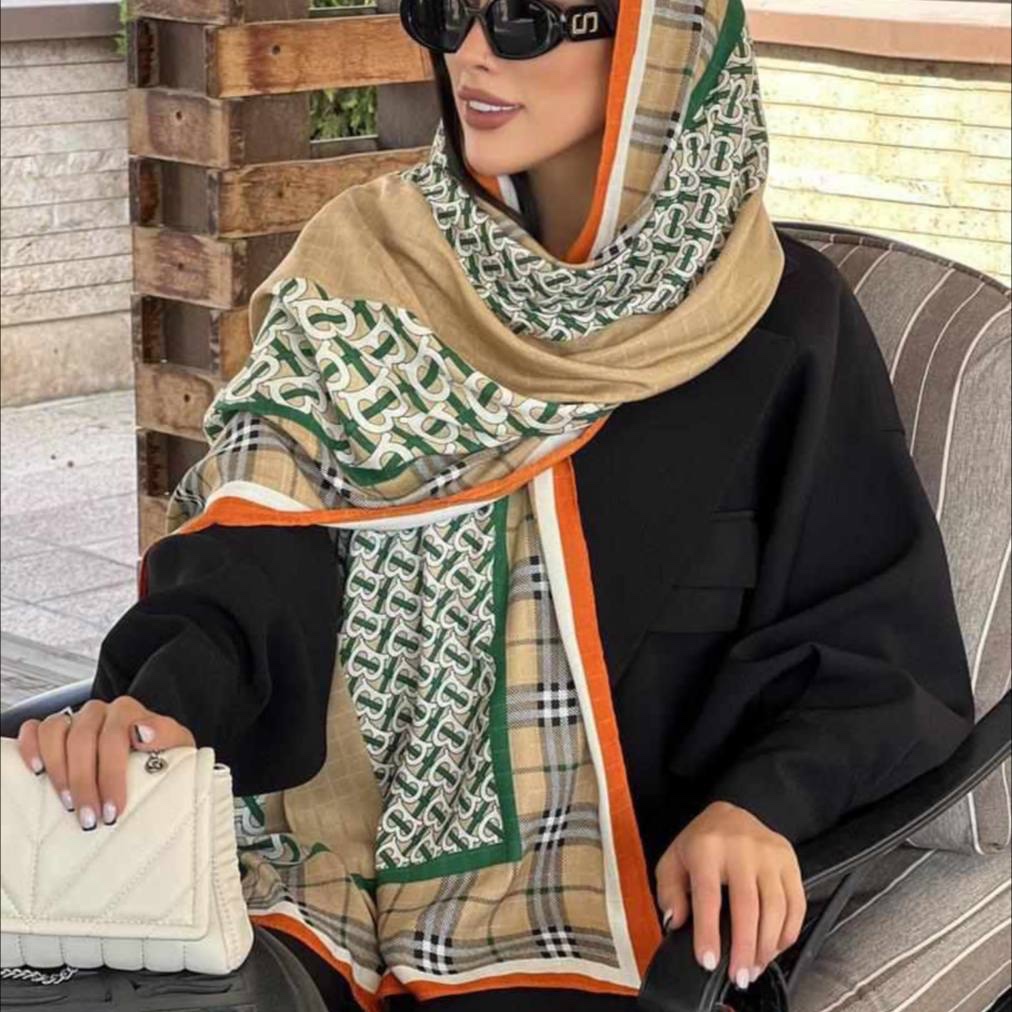 کالکشن نوروز1402 شال نخی بهاره ابعاد 75در 190 رنگبندی دورنگ
