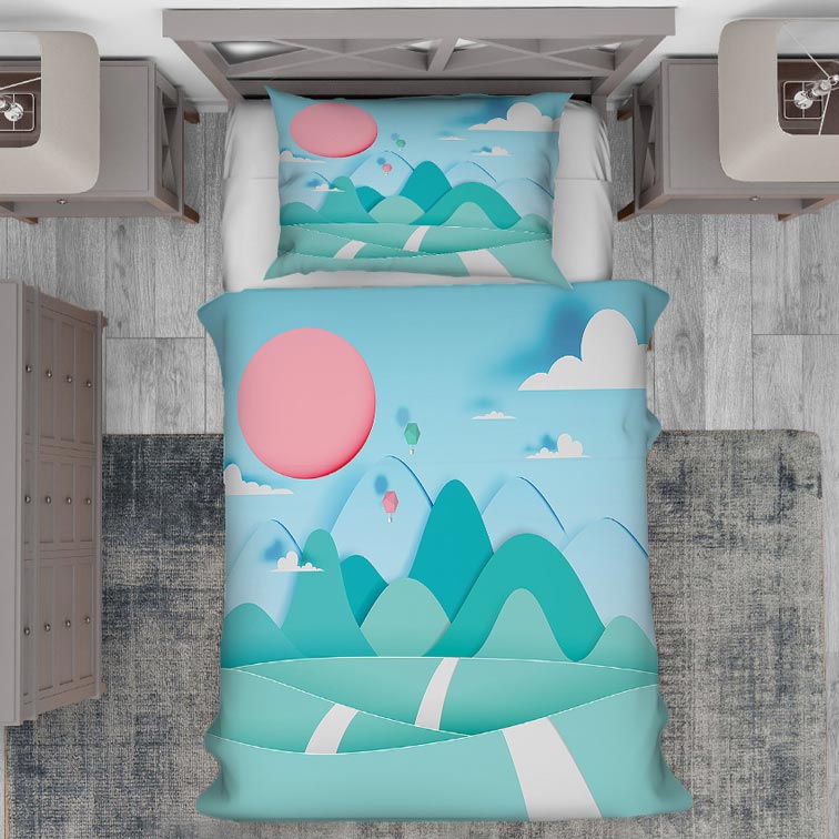 روتختی اتاق نوزاد طرح کارتونی چمن زار و ماه BA-2039