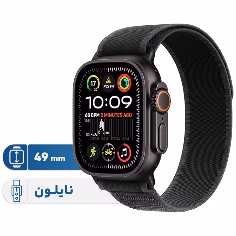 ساعت هوشمند اپل مدل Ultra 2 Black Titanium Case Trail Loop 49mm | کالا مکس
