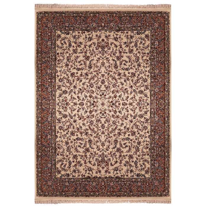 فرش ماشینی زمرد مشهد طرح افشان زمینه کرم