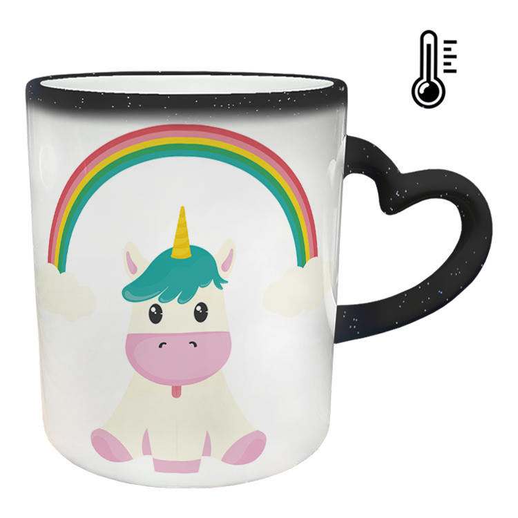 ماگ حرارتی مدل دسته قلبی اکلیلی طرح یونیکورن کد 20