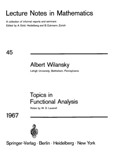 خرید و دانلود نسخه کامل کتاب Topics in Functional Analysis