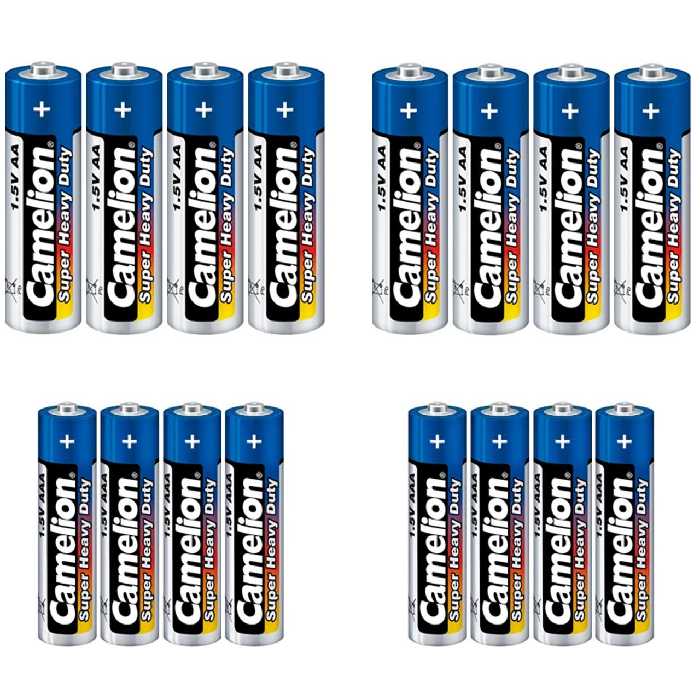 باتری قلمی و نیم قلمی کملیون مدل Super Heavy Duty بسته 16 عددی