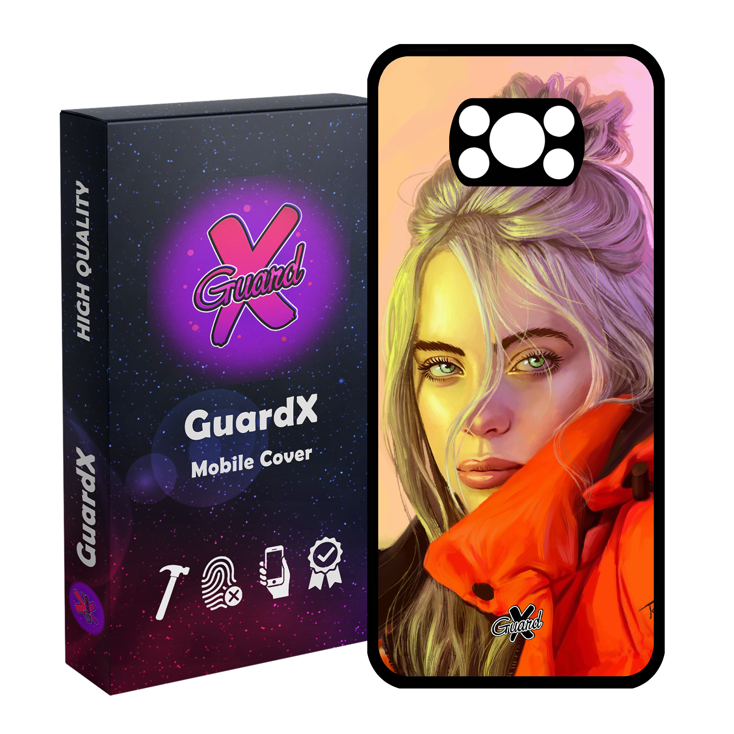 کاور گارد ایکس طرح Billie Eilish مدل Glass10217 مناسب برای گوشی موبایل شیائومی Poco X3 / Poco X3 NFC