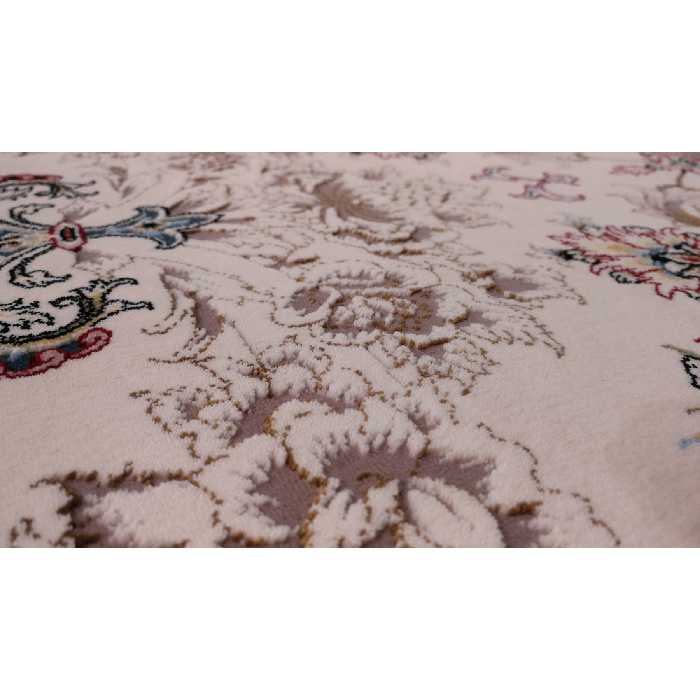 فرش ماشینی زمرد مشهد مدل CRM001 زمینه کرم