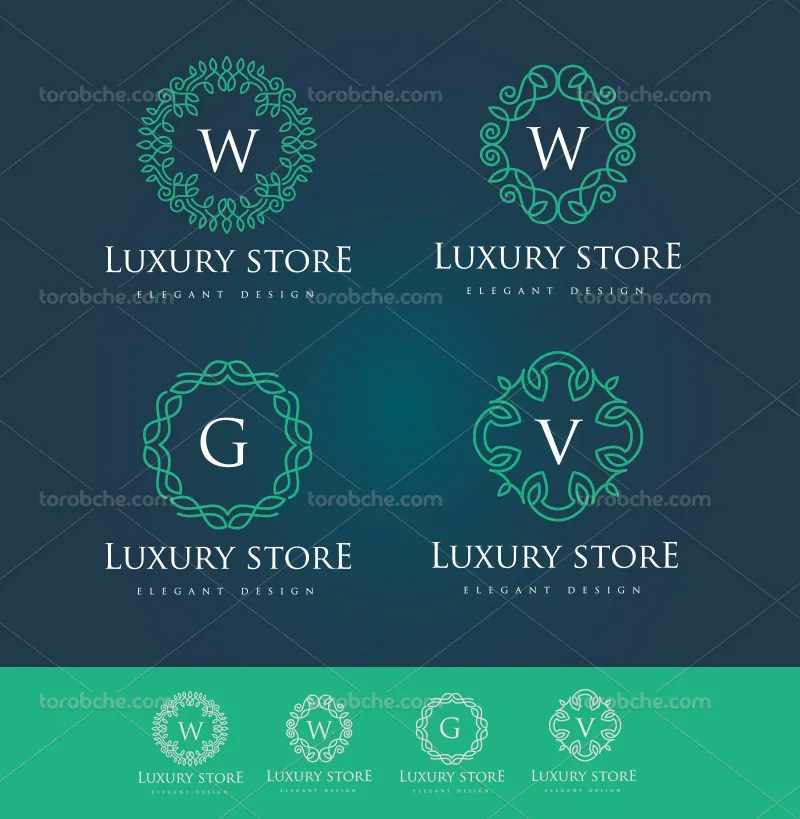 وکتور لوگو مونوگرام سبز آبی | گرافیک با طعم تربچه