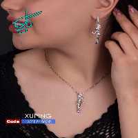 خرید نیم ست زنانه مارک ژوپینگ نگین دار رنگ ثابت آبکاری شده ضد حساسیت کیفیت عالی کد 1715300 - ردگل