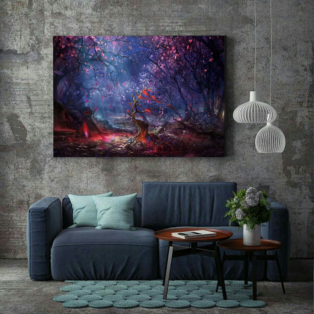 تابلو بوم مدل انتزاعی درخت و شکوفه کد AR214