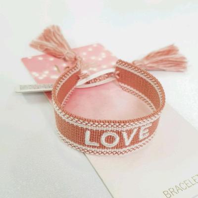 دستبند بافت پارچه ای Love ، فری سایز قابل تنظیم ، مناسب استفاده دائم