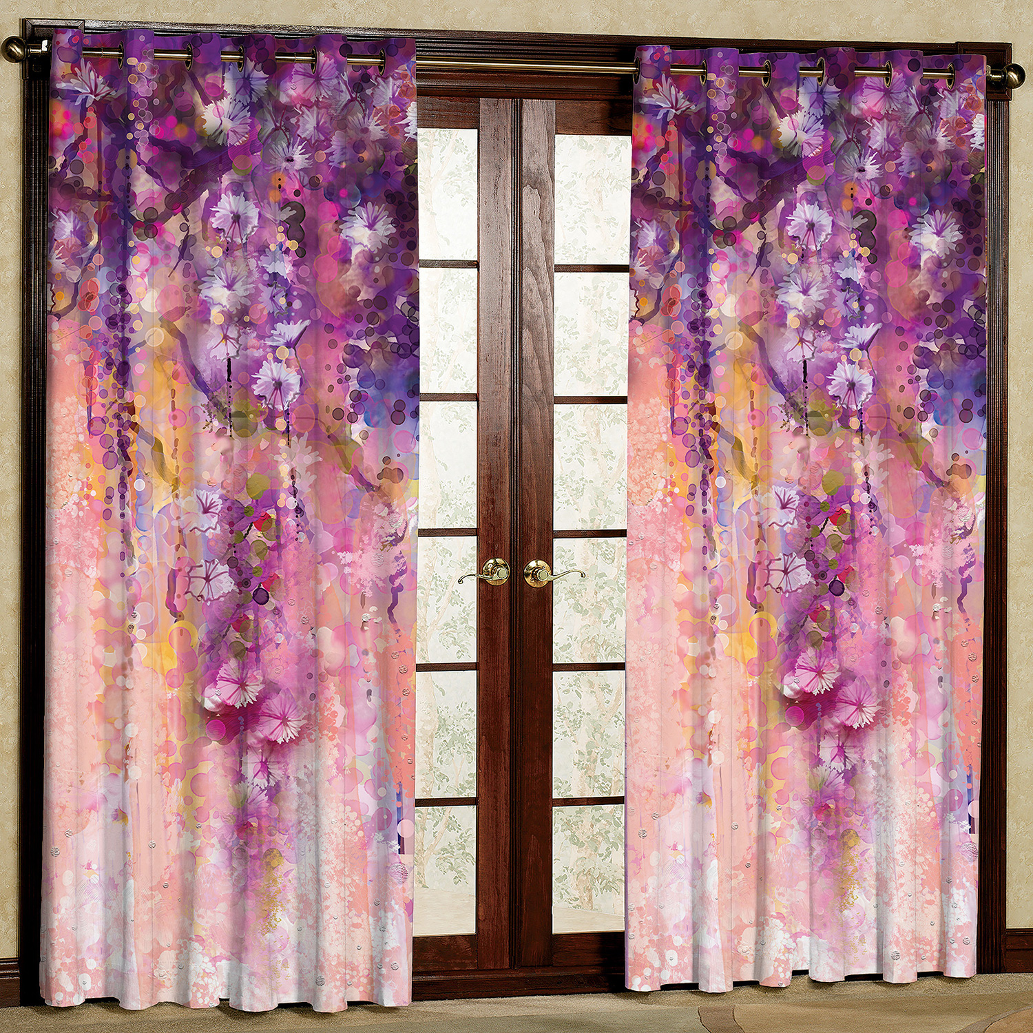 پرده مدل گل دار هازان پانچی کد 2129 سایز 140x200 سانتی متر