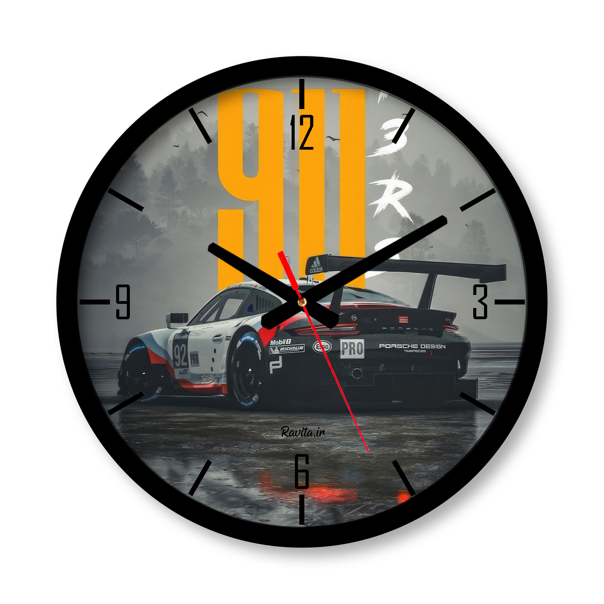 ساعت دیواری بزرگ راویتا طرح ماشین پورشه 911 کد 3578