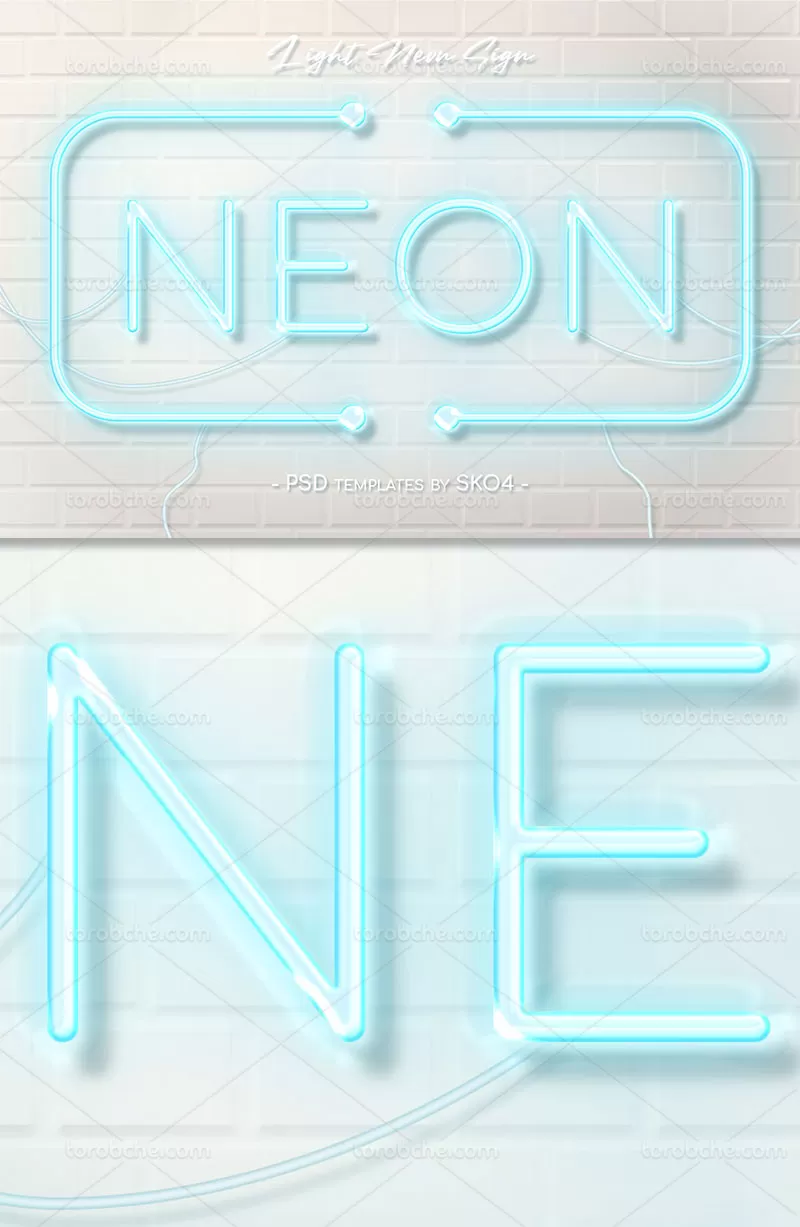 موکاپ متن نئون لایه باز | گرافیک با طعم تربچه