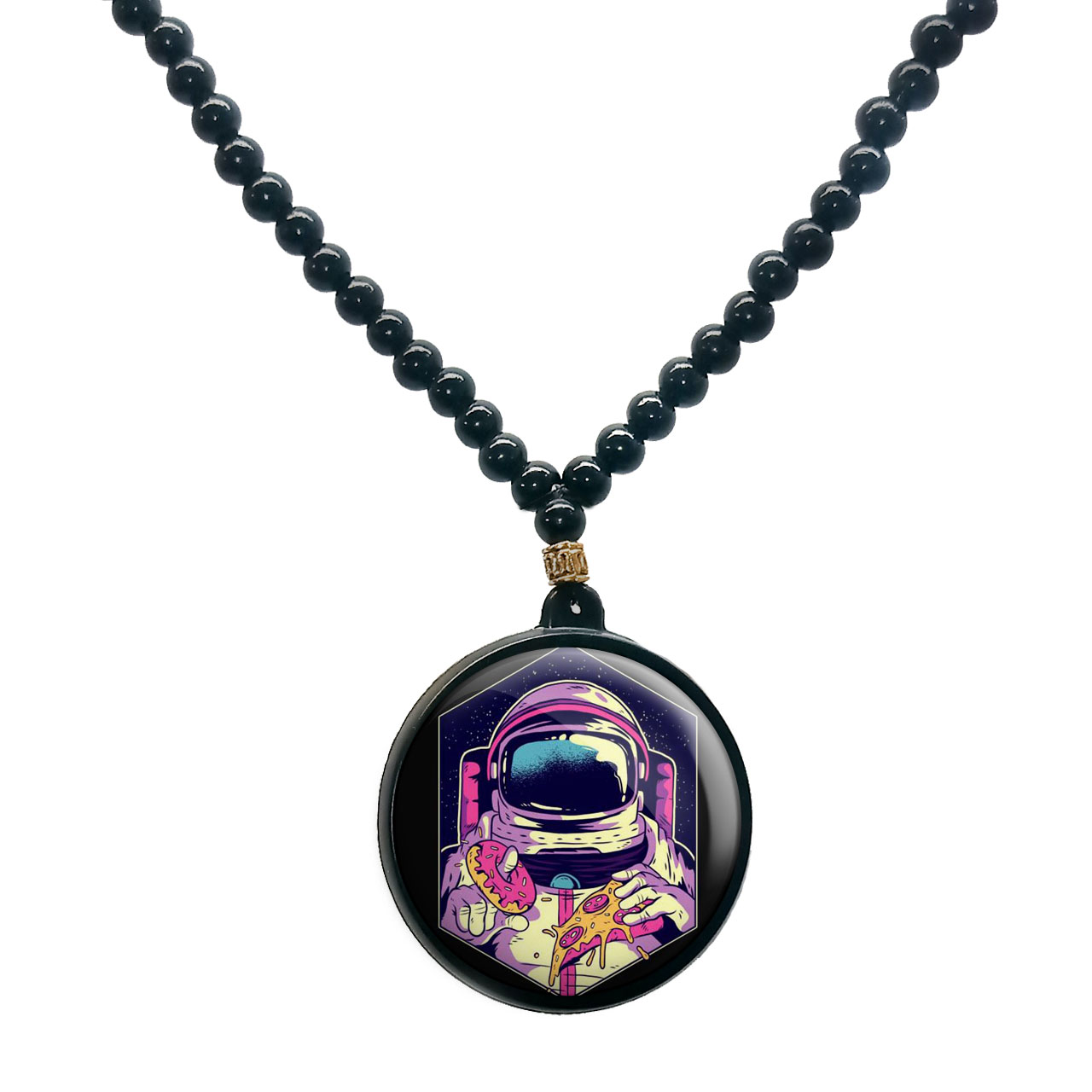 گردنبند پرمانه طرح فضانورد کد pmd.10430 مدل دو طرفه