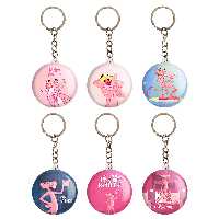 جاکلیدی خندالو طرح پلنگ صورتی کد 34A مجموعه 6 عددی