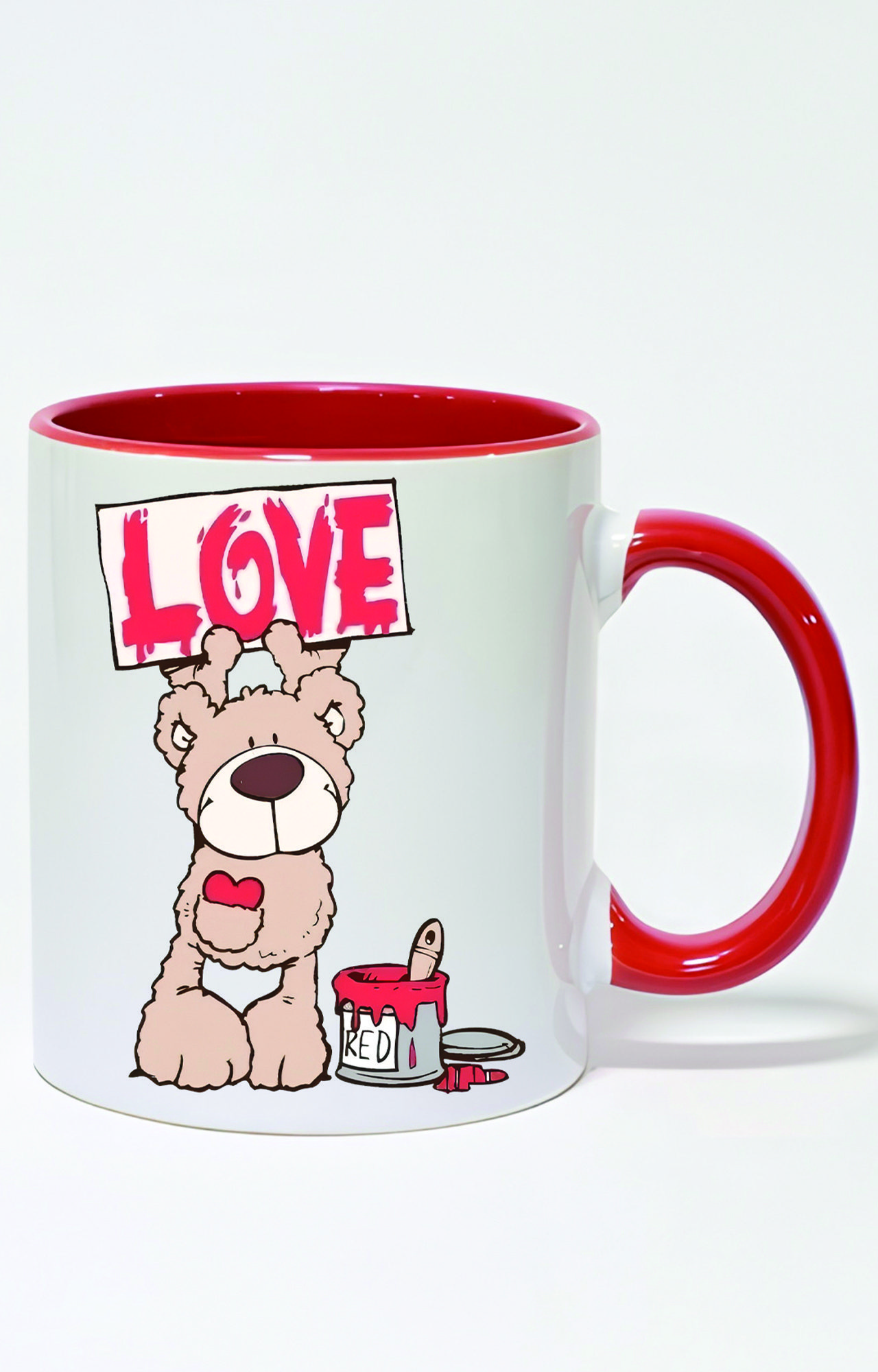 ماگ دسته و داخل رنگی طرح love کد 3150