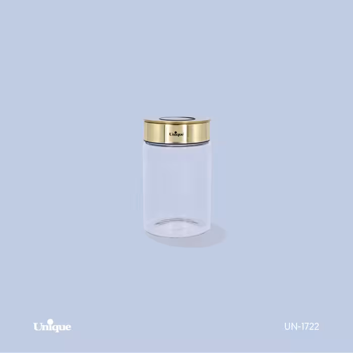 بانکه شیشه ای درب طلایی 15 سانت یونیک کد محصول: UN-1722