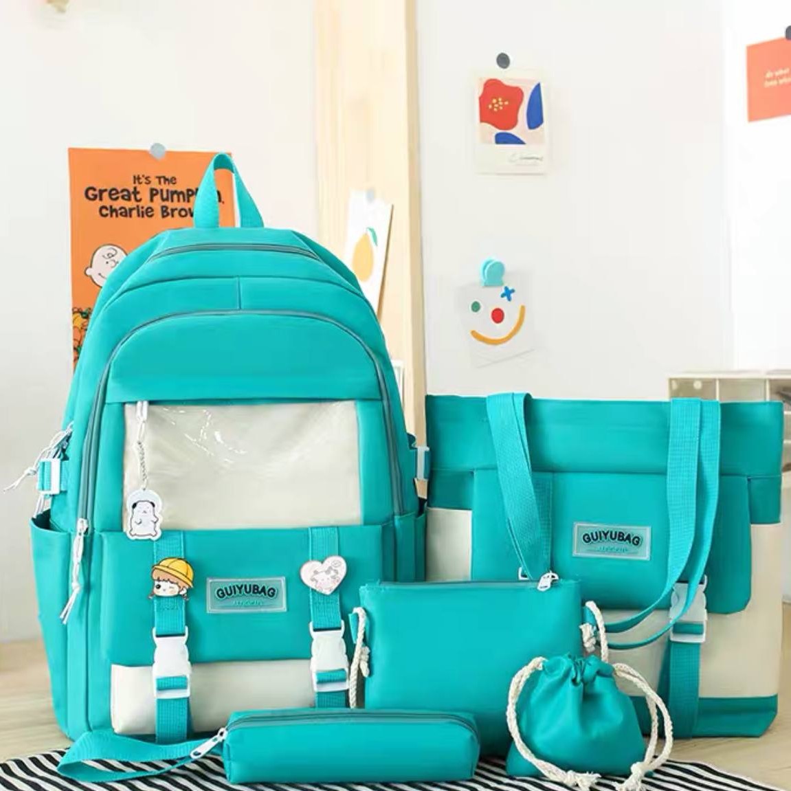 ست کیف و کوله اسپرت 5 تکه  خرس سفید کد 414

