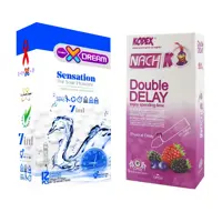 کاندوم ایکس دریم مدل sensation بسته 12 عددی به همراه کاندوم تاخیری کدکس مدل Double Delay بسته 10 عددی