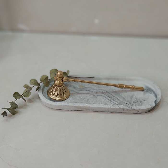 اسنوفر برنجی شیپوری و سینی بتنی بیضی مناسب دیزاین شمع ها