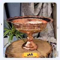 آجیل خوری مسی پایه دار  - طرح ورساچ - سیاه قلم - نانو شده - فروشگاه مس لادن زنجان