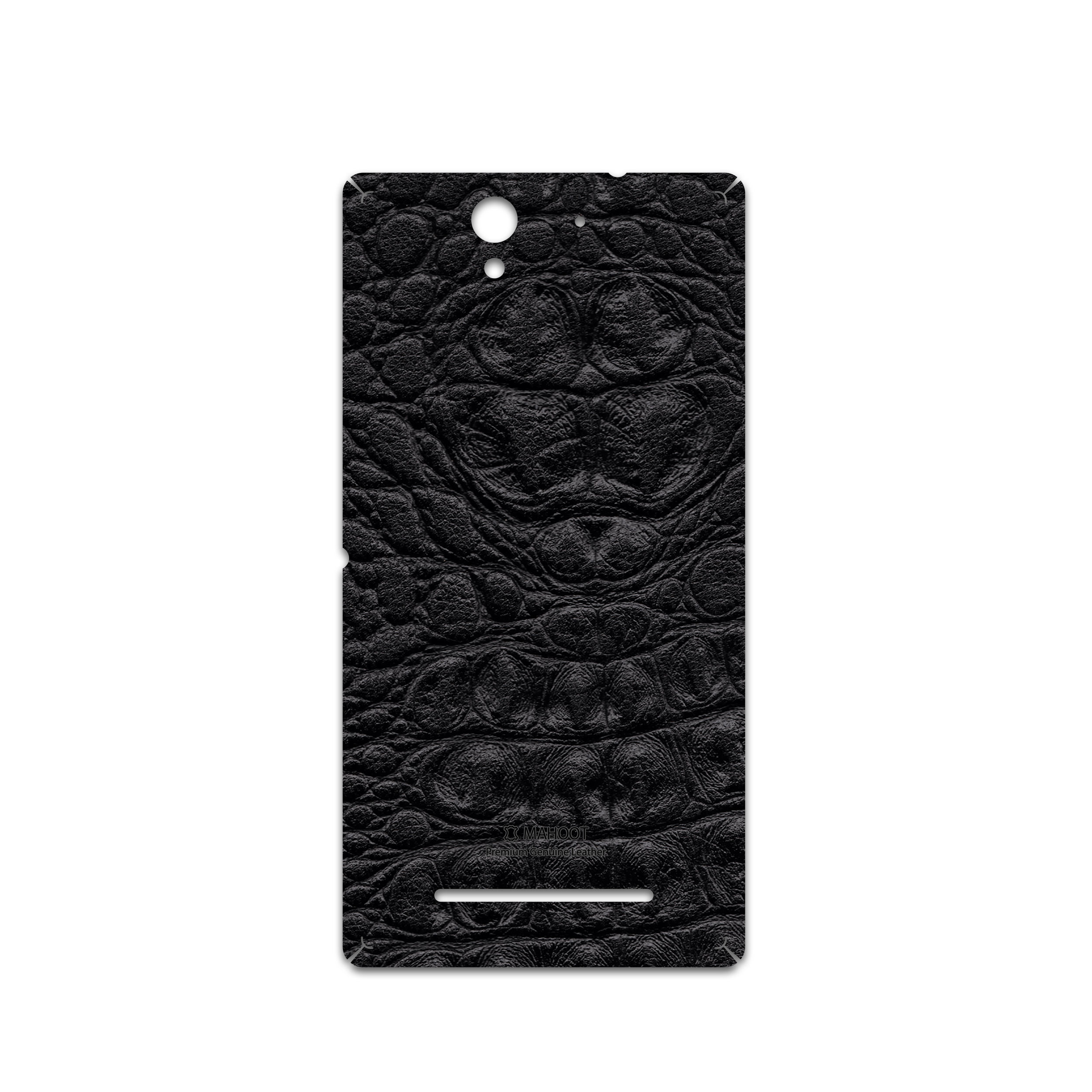 برچسب پوششی ماهوت مدل Black-Crocodile-Leather مناسب برای گوشی موبایل سونی Xperia C3 Dual