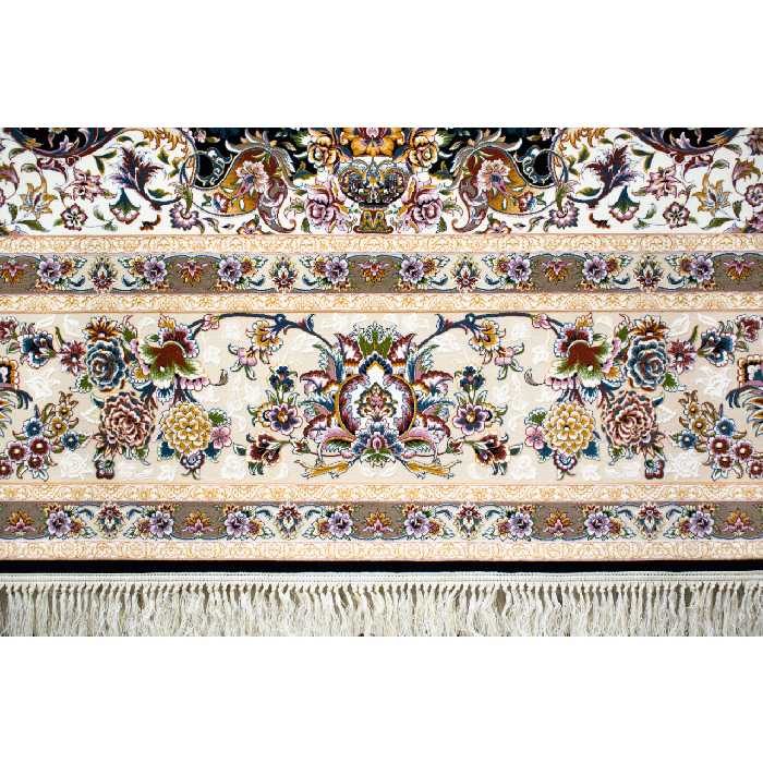 فرش ماشینی افرند کد 2234 زمینه سرمه‌ای