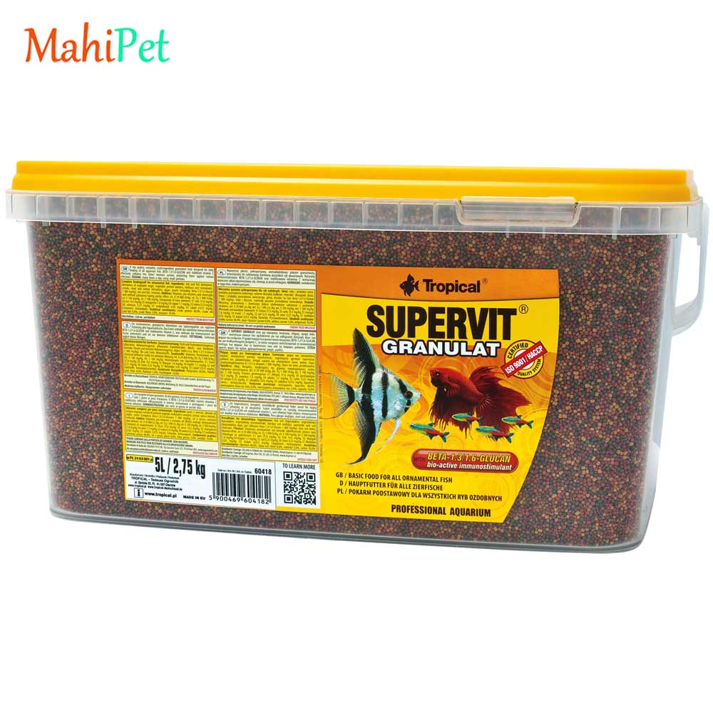 غذای مخصوص ماهی گیاه خوار تروپیکال مدل supervit granulat وزن 100 گرم
