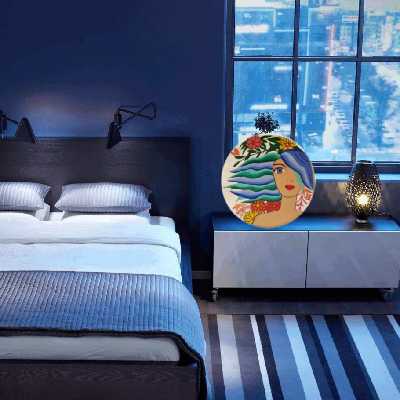 بشقاب سفالی طرح دختر دریا کد 1005