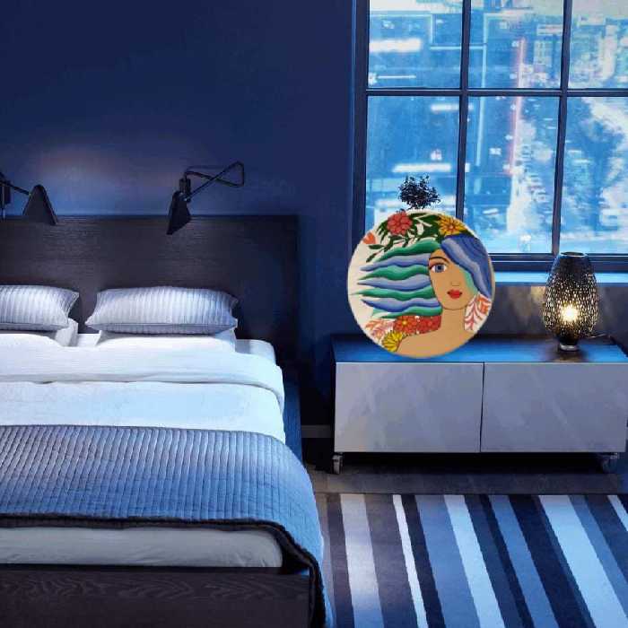 بشقاب سفالی طرح دختر دریا کد 1005