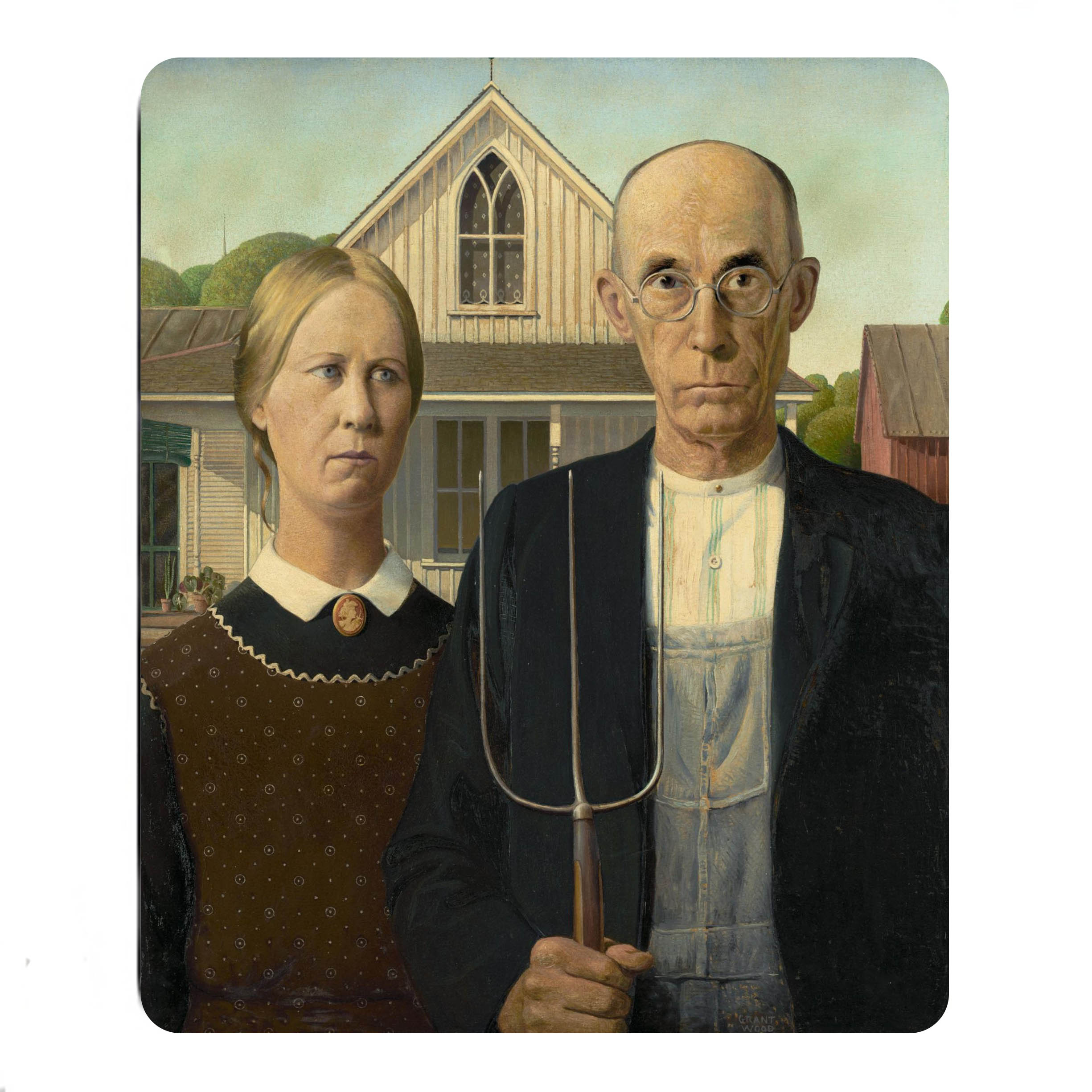 ماوس پد مدل G11 طرح نقاشی GRANT WOOD - AMERICAN GOTHIC