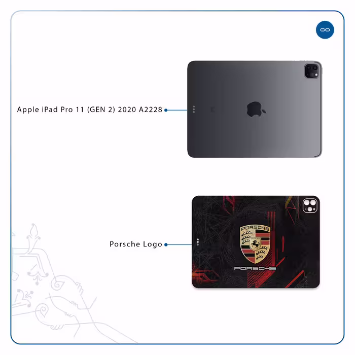 برچسب پوششی ماهوت مدل Porsche-Logo مناسب برای تبلت اپل iPad Pro 11 (GEN 2) 2020 A2228