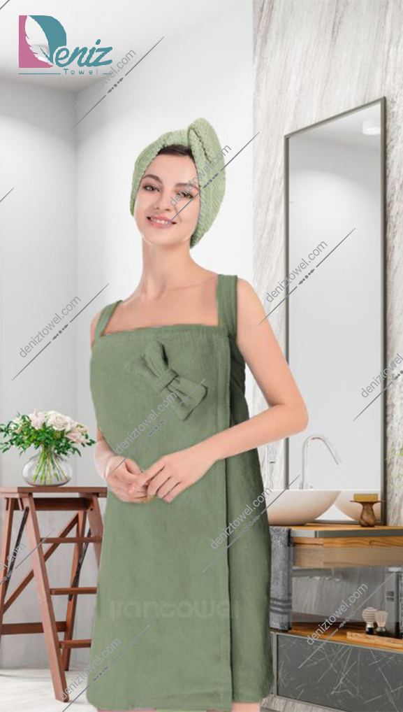 حوله سونایی طرح ساده رنگ ِزیتونی