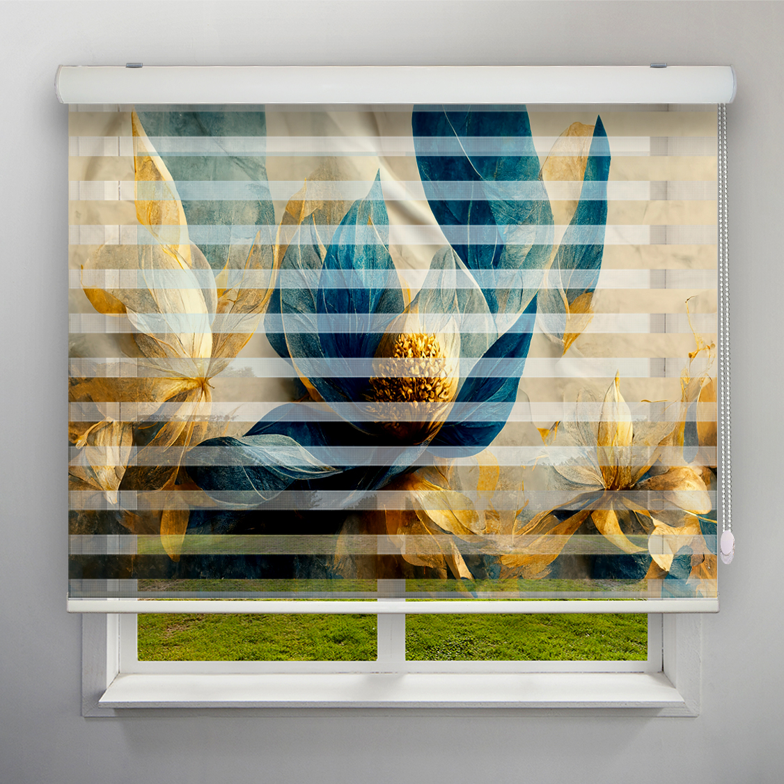 پرده زبرا مدل 4K گل کد FLW-11 سایز 160x180 سانتی متر