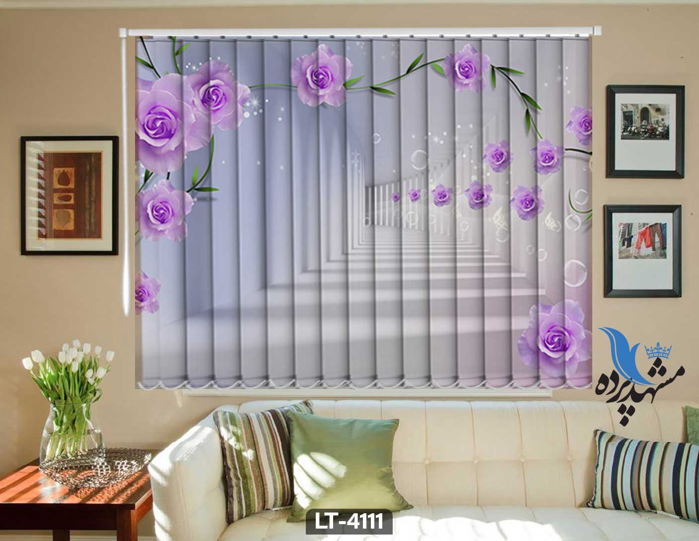 پرده لوردراپه تصویری گل LT4111