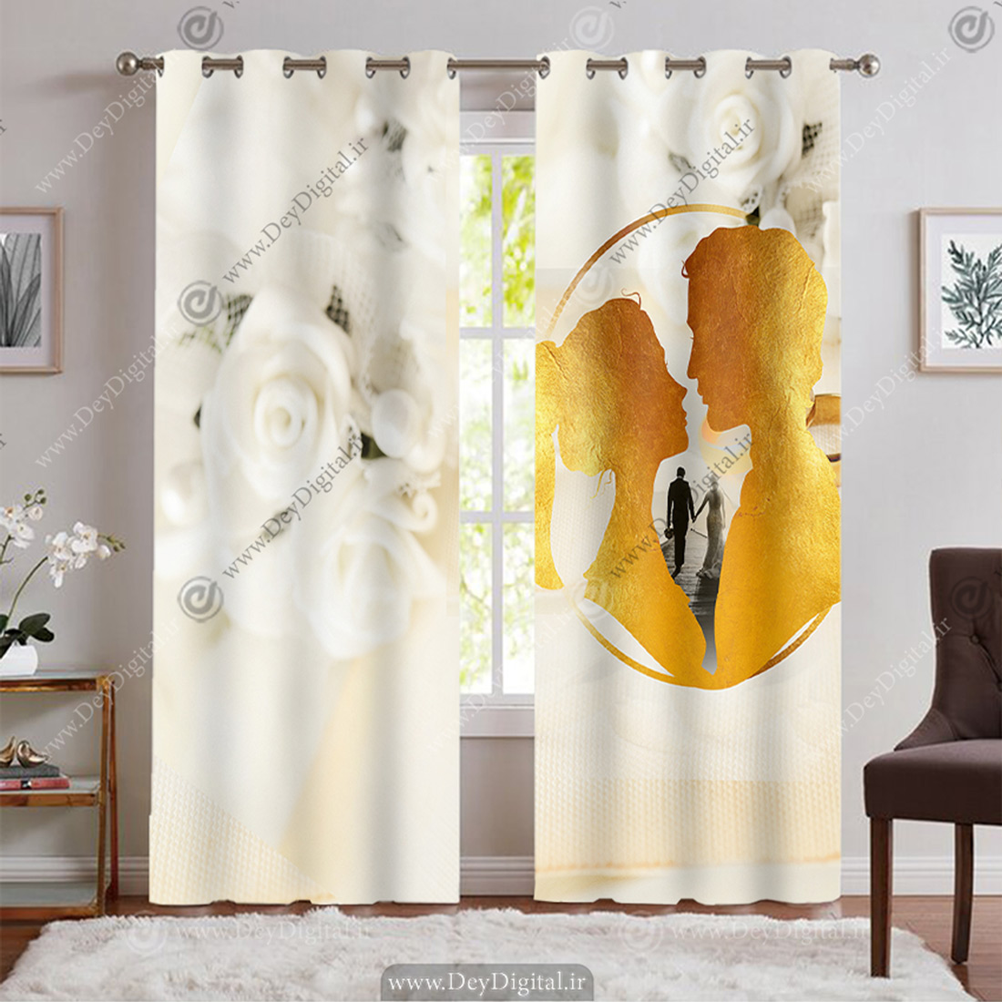 پرده سه بعدی طرح بوسه عاشقانه برای تالار عروسی BA-7296