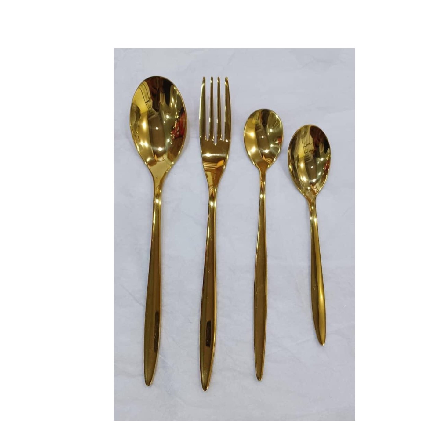 سرویس قاشق چنگال یونیک 120 پارچه طلایی ،طرح اروپایی 24 نفره 