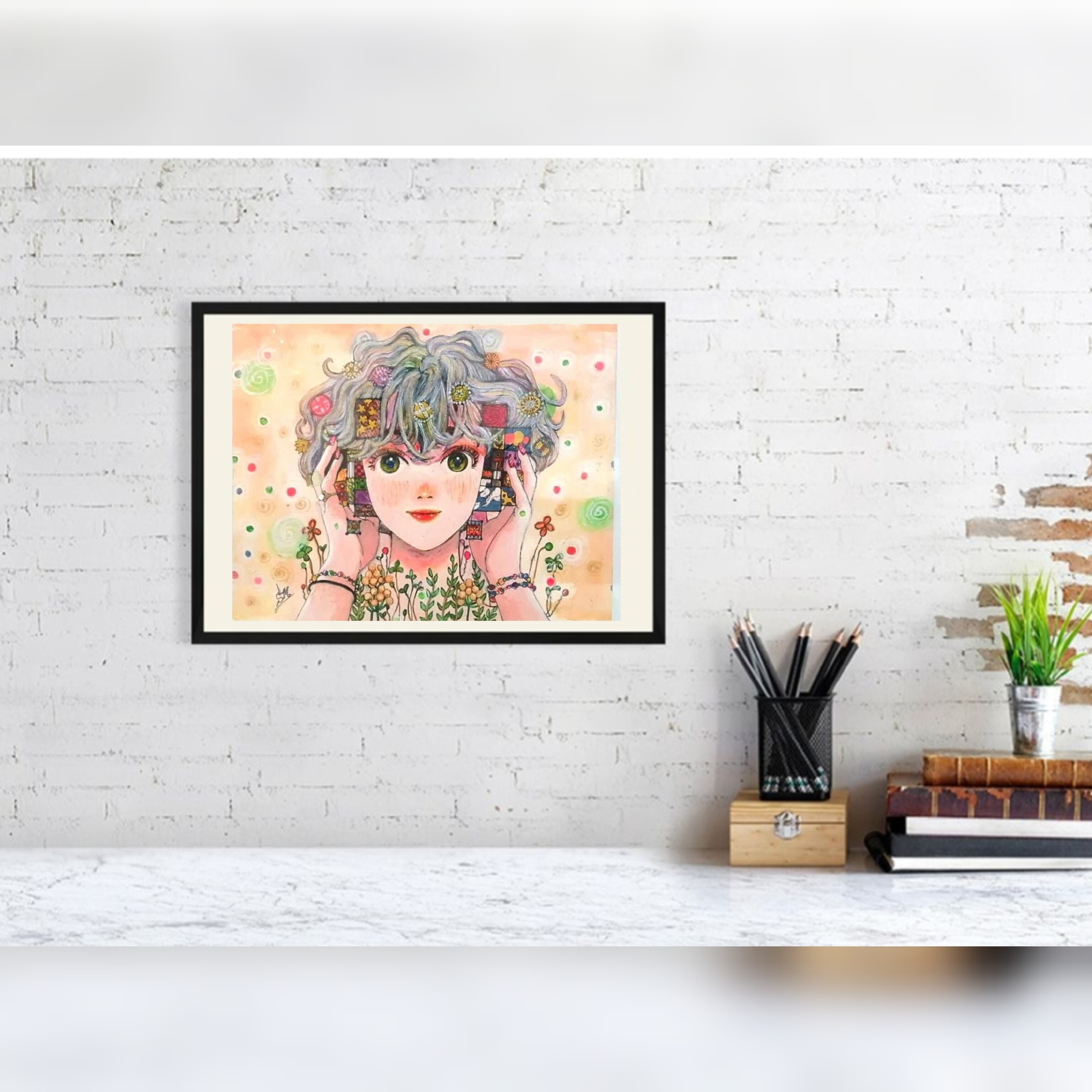 نقاشی انیمه سایز 25 در35 تکنیک رنگ اکرولیک قابل سفارش