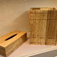 سطل زباله و جعبه دستمال شیار دار چوب رابروود کد 503