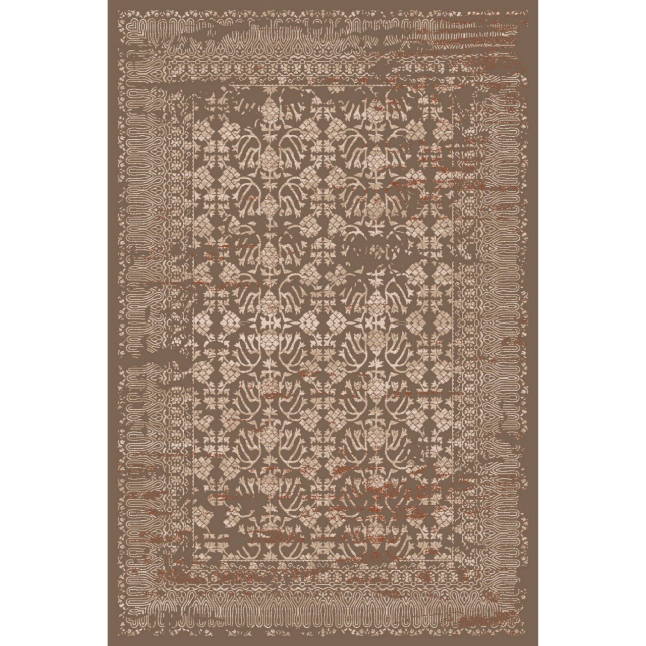 فرش ماشینی ساوین طرح 7704 زمینه گردویی