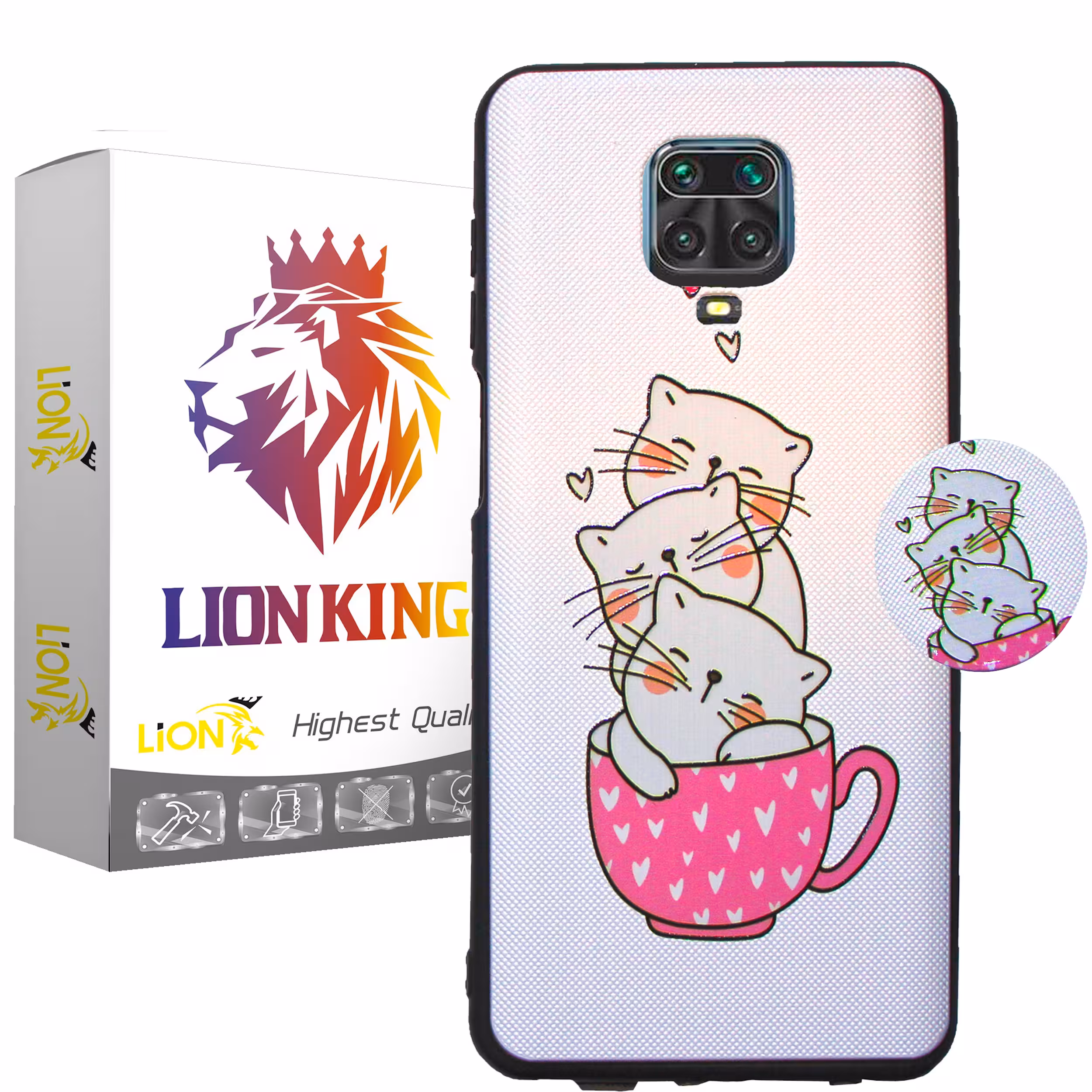 کاور لاین کینگ مدل livan cat مناسب برای گوشی موبایل شیایومی REDMI NOTE 9S به همراه پایه نگهدارنده