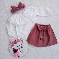 لباسبچگانه ست بلوز دامن و تل دخترانه طرح اِلنا