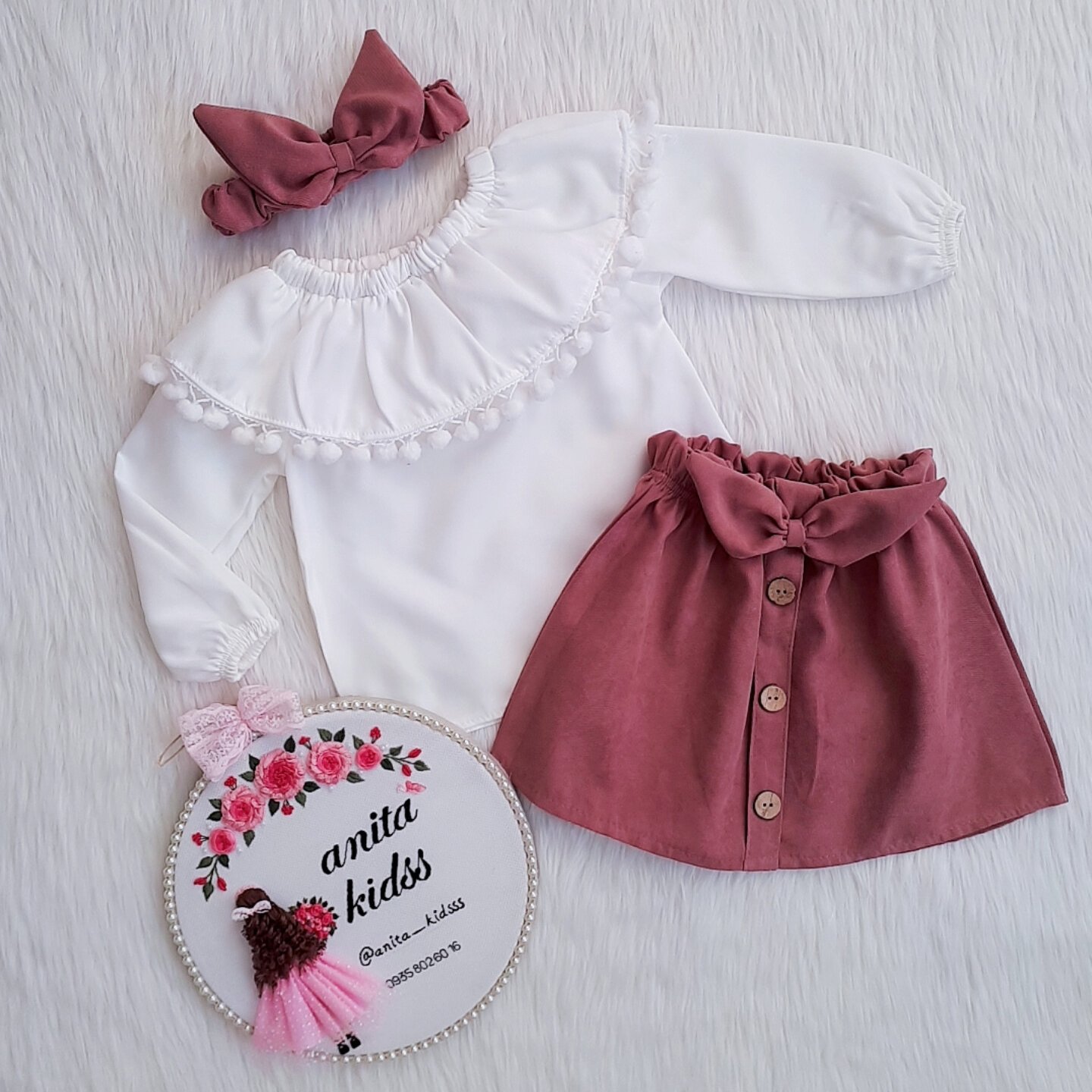 لباسبچگانه ست بلوز دامن و تل دخترانه طرح اِلنا