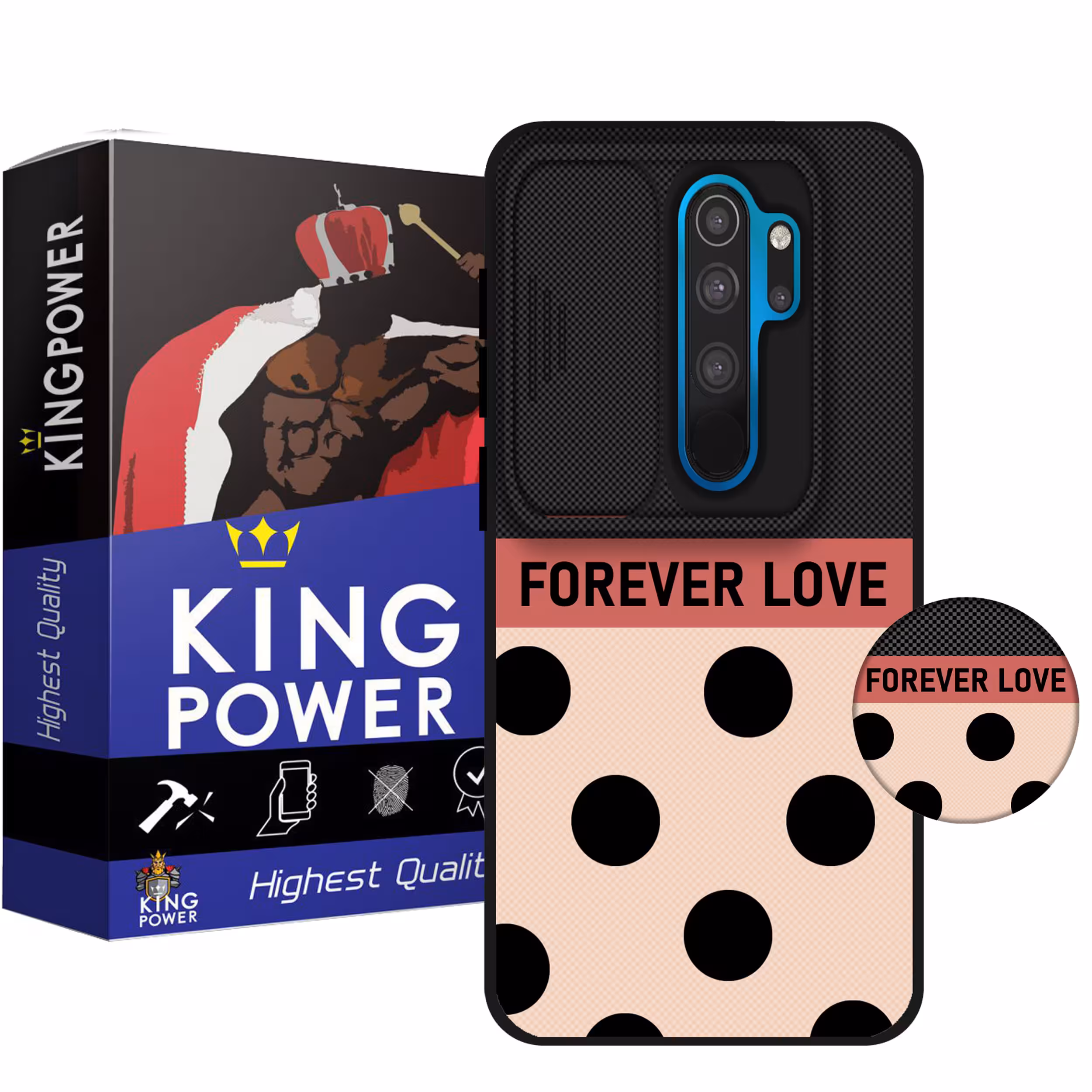 کاور کینگ پاور مدل FOREVER LOVE مناسب برای گوشی موبایل شیائومی Redmi Note 8 Pro به همراه پایه نگهدارنده