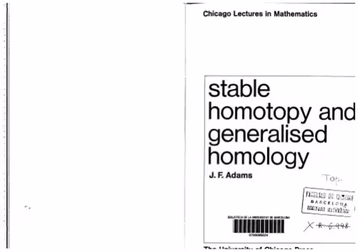 خرید و دانلود نسخه کامل کتاب Stable homotopy and generalised homology (Chicago lectures in Mathematics)
