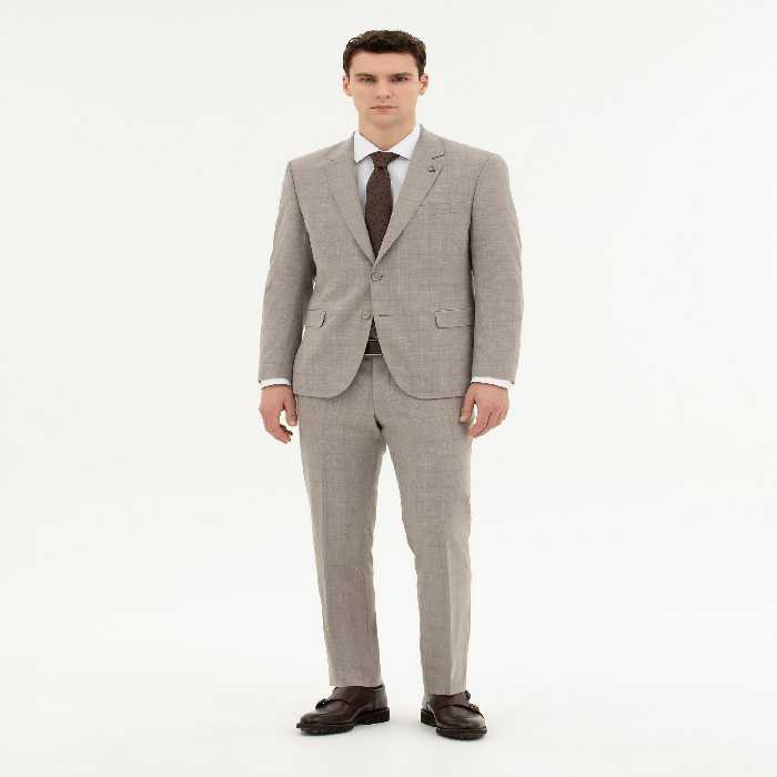 کت و شلوار مردانه قهوه ای روشن پیرکاردین - فروشگاه لباس شهرمون