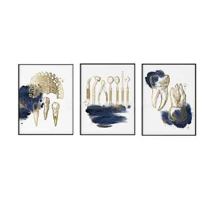 تابلو نقاشی اکریلیک طرح دندانپزشکی کد dec33 مجموعه 3 عددی