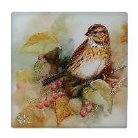  کاشی کارنیلا طرح نقاشی پرنده روی شاخه آلبالو کد wkk3181