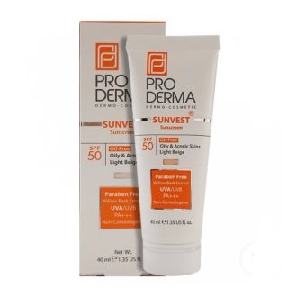 کرم ضدآفتاب فاقد چربی SPF50 بژ روشن پرودرما مناسب
